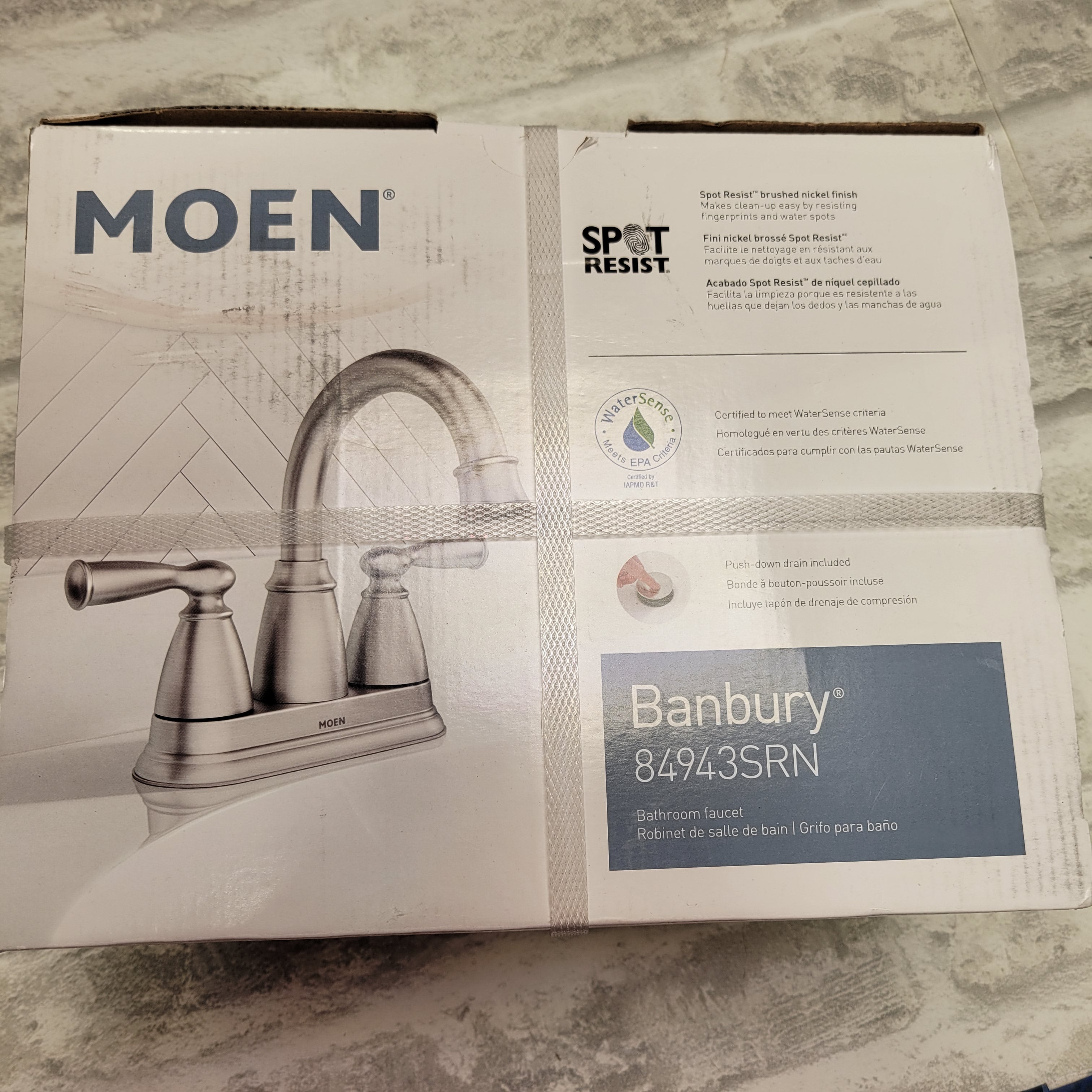 MOEN Banbury 4 in. Centerset Double Handle Bathroom Faucet in Brushed Nickel (7643295940846)